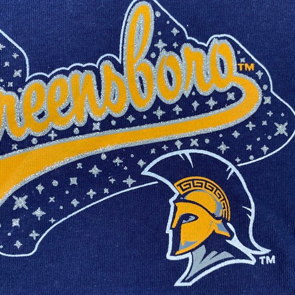 UNCG Greensboro Spartans Blue V-Neck Sleeve T-Shirt Tee Youth Girls XS S or XL - Picture 3 of 7